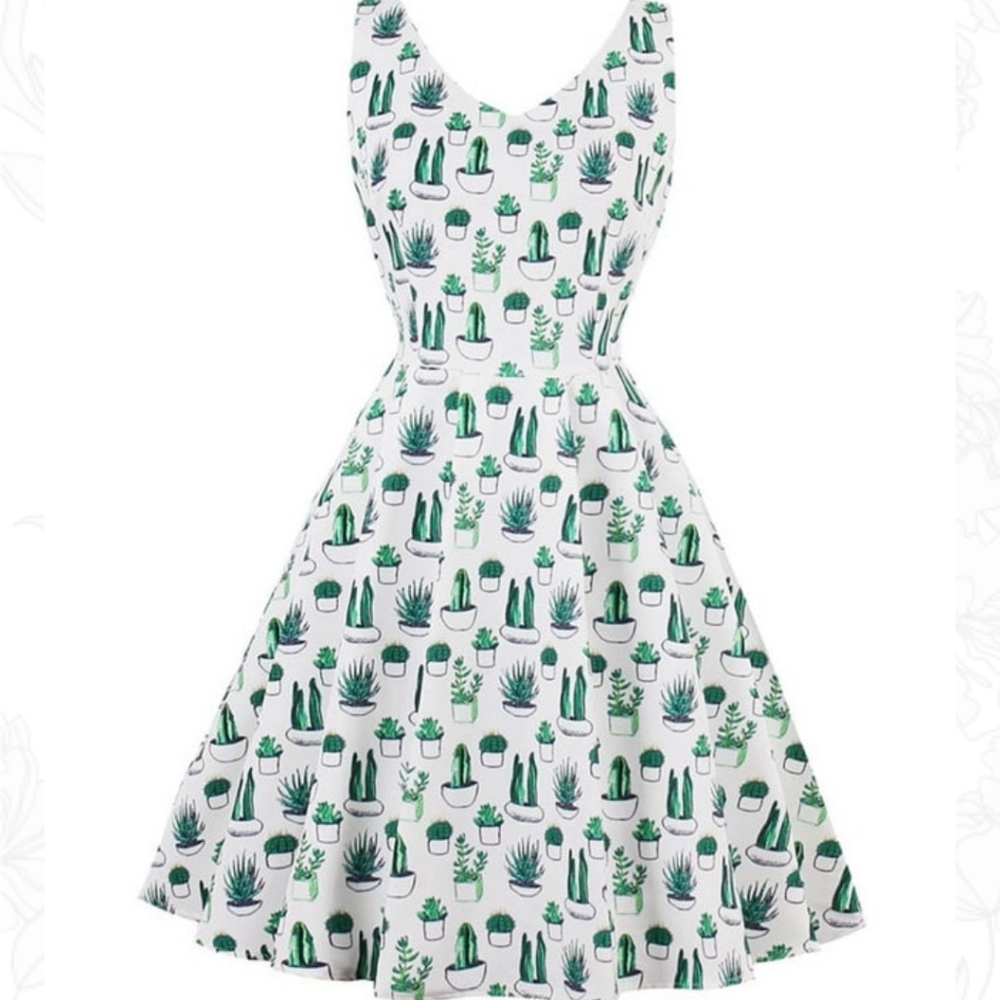 Retro cactus dress, size L